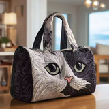 白黒の猫の顔 ソフトトラベルバッグ