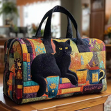 黒猫とパッチワーク ソフトトラベルバッグ