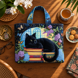 ハンドメイド・キルティングトートバッグ｜黒猫と本