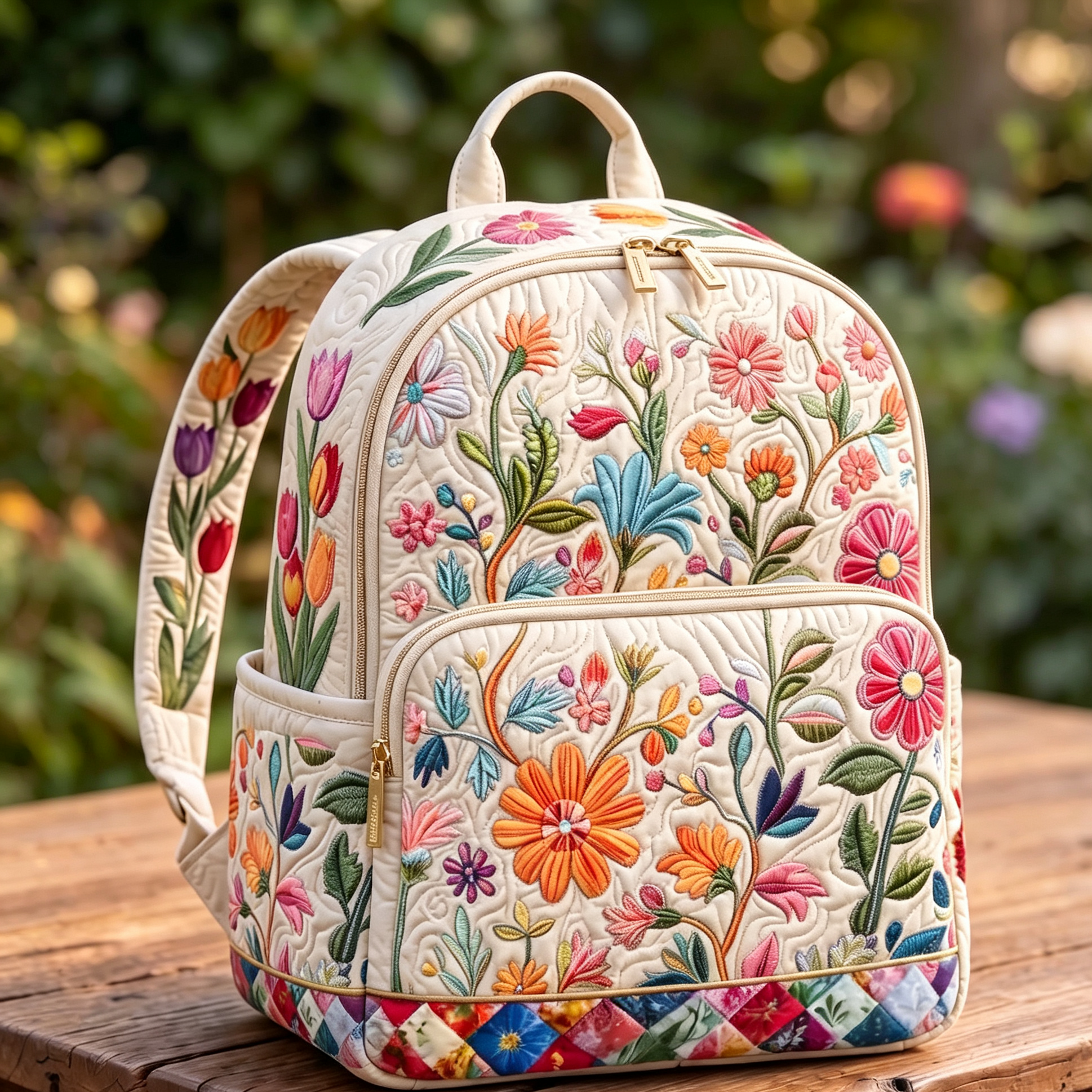Padded Backpack - Colourful Wildflowers – front view