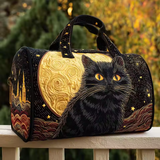 黒猫とゴールドハート ソフトトラベルバッグ