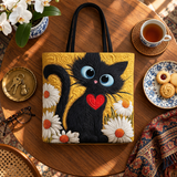 ハンドメイド・キルティングトートバッグ｜黒猫と7羽のフクロウ