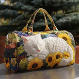 ひまわりと眠る白猫 ソフトトラベルバッグ