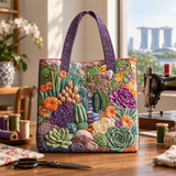 ハンドメイド・キルティングトートバッグ｜多肉植物
