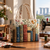ハンドメイド・キルティングトートバッグ｜本と花