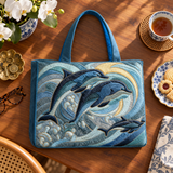 ハンドメイド・キルティングトートバッグ｜海のイルカ