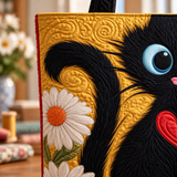 ハンドメイド・キルティングトートバッグ｜黒猫と7羽のフクロウ