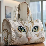 クリームの猫の顔 ソフトトラベルバッグ