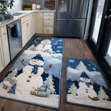 雪の冬柄 キッチンマット