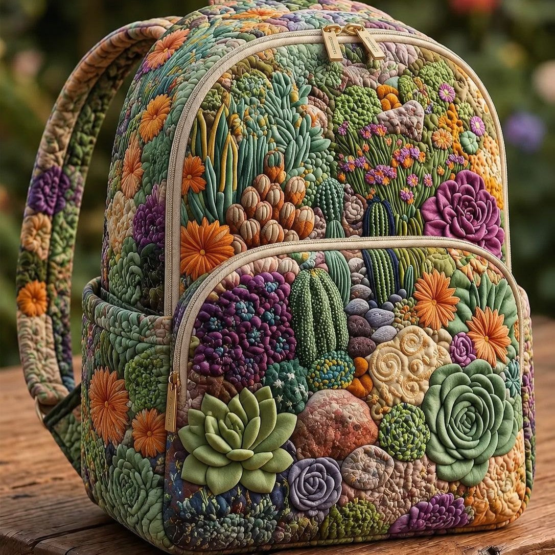 Padded Backpack - Succulents and Cacti – front view
