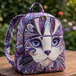 Padded Backpack - Artistic Purple Cat – front view