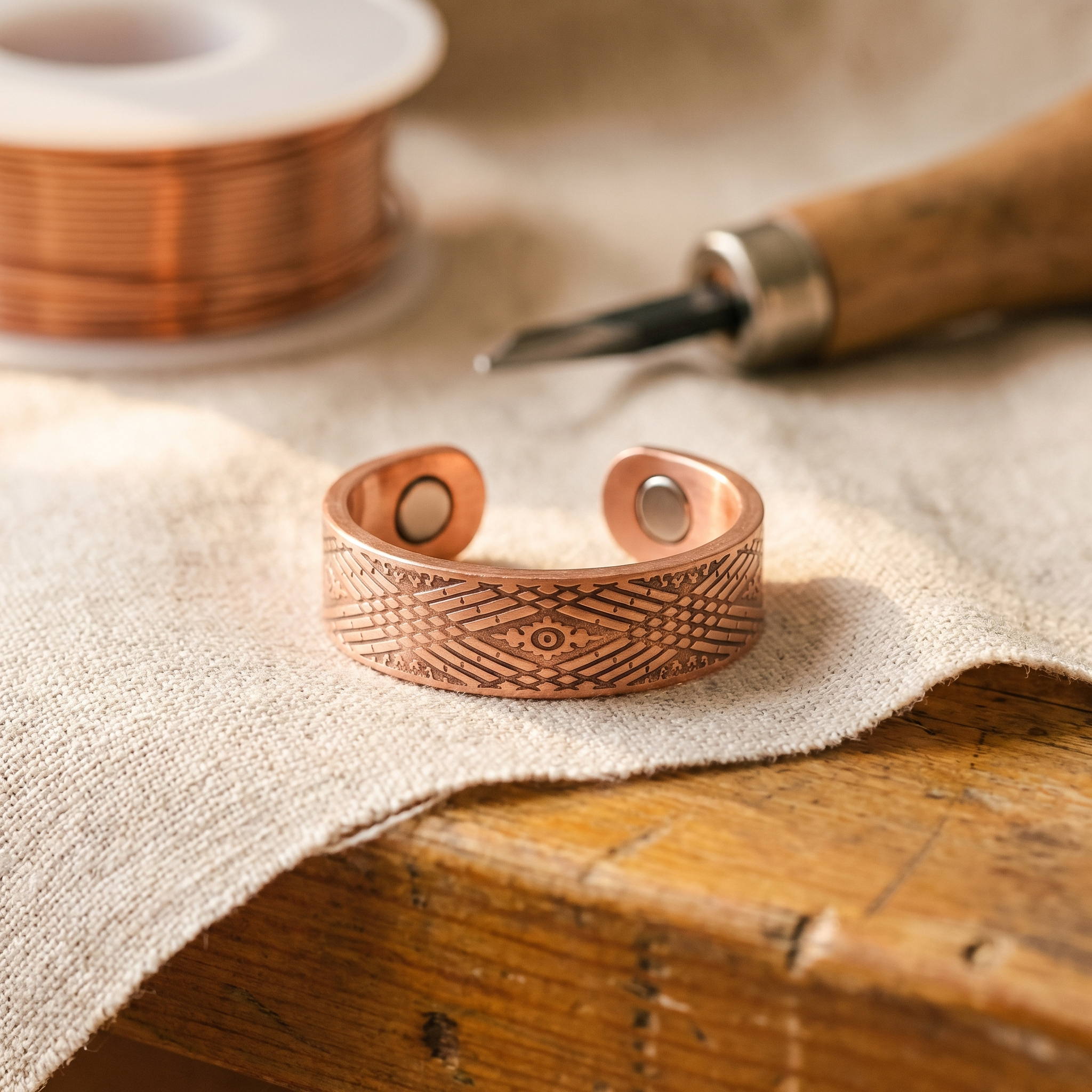 Sundial Copper Ring – handmade from pure copper
