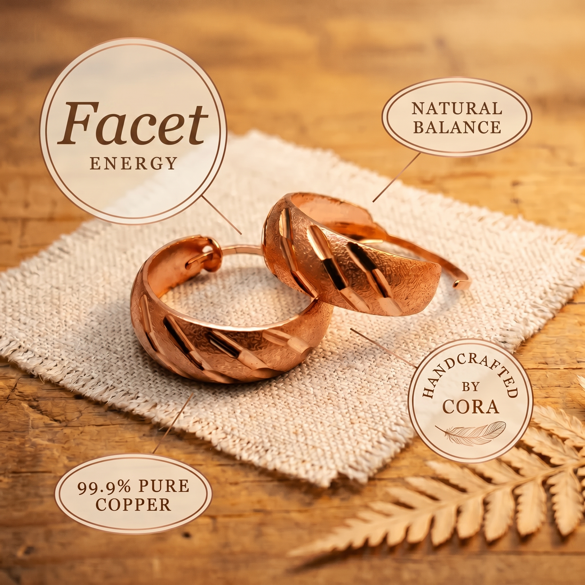 Facet Copper Earrings – view 4