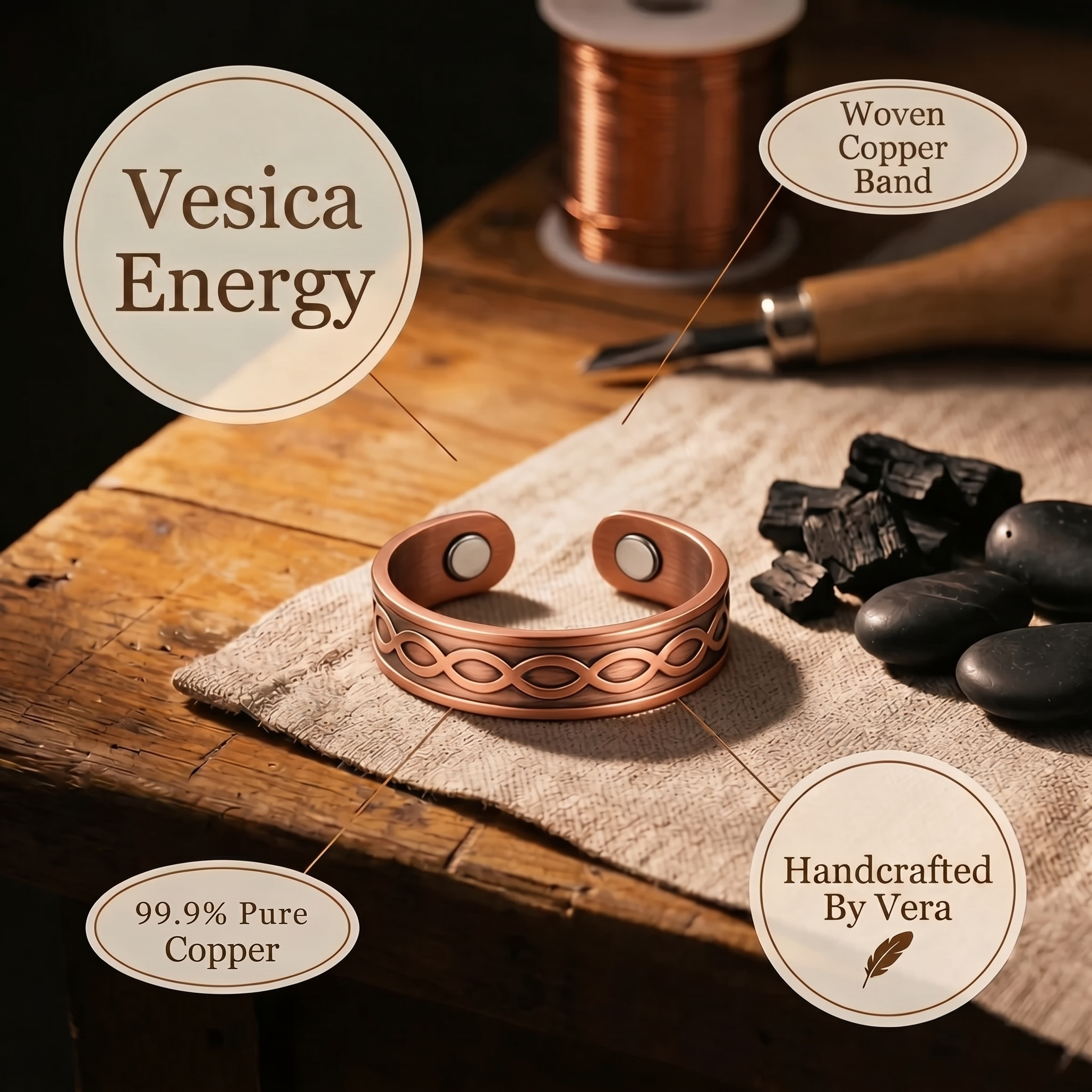 Vesica Copper Ring – view 4