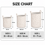 Laundry basket size chart: S 35 × 40 cm, M 40.5 × 56 cm, L 51 × 71 cm